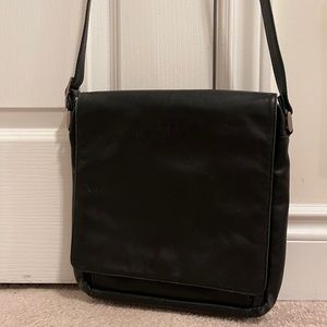 Vintage Black Leather Messenger Bag